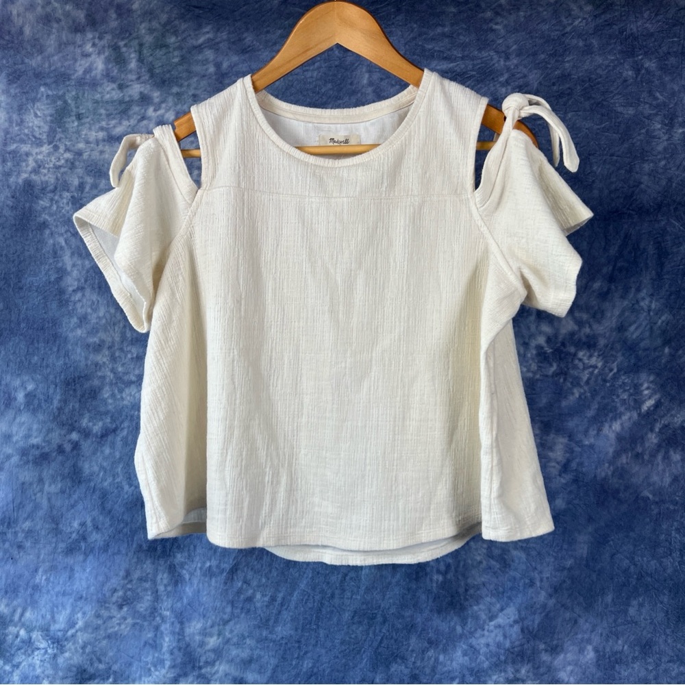Madewell Cream Skylark Cold Shoulder Short Sleeve Sleeve Blouse Sz L